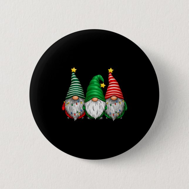 Cute Gnomes Merry Christmas Light Family Gnome Xma Button (Front)