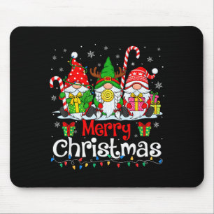 Cute Gnomes Merry Christmas Light Family Gnome Xma Mouse Pad