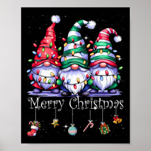 Cute Gnomes Merry Christmas Light Family Gnome Xma Poster