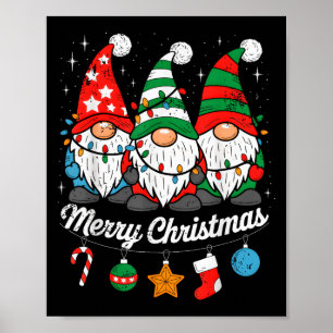 Cute Gnomes Merry Christmas Light Family Gnome Xma Poster