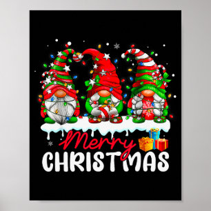 Cute Gnomes Merry Christmas Light Family Gnome Xma Poster