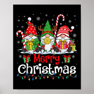 Cute Gnomes Merry Christmas Light Family Gnome Xma Poster