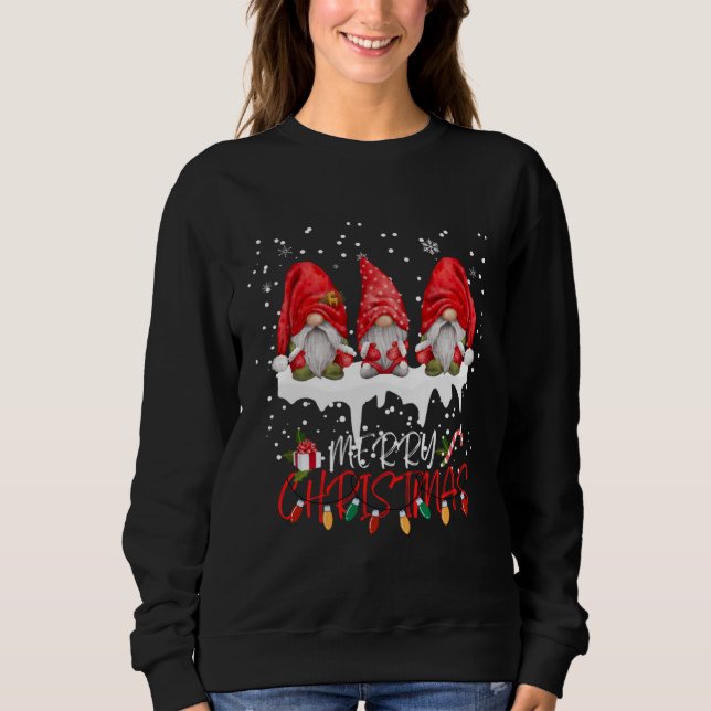Cute Gnomes Merry Christmas Light Family Gnome Xma Sweatshirt (Front)