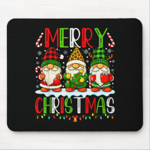 Cute Gnomes Merry Christmas Lights Gnome Xmas Men Mouse Pad