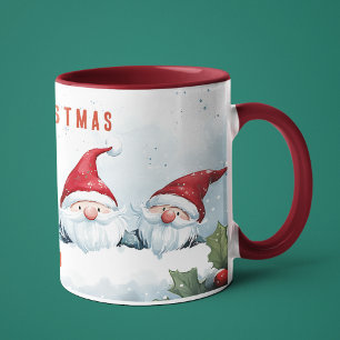 Cute Gnomes Merry Christmas Personalized Name Mug