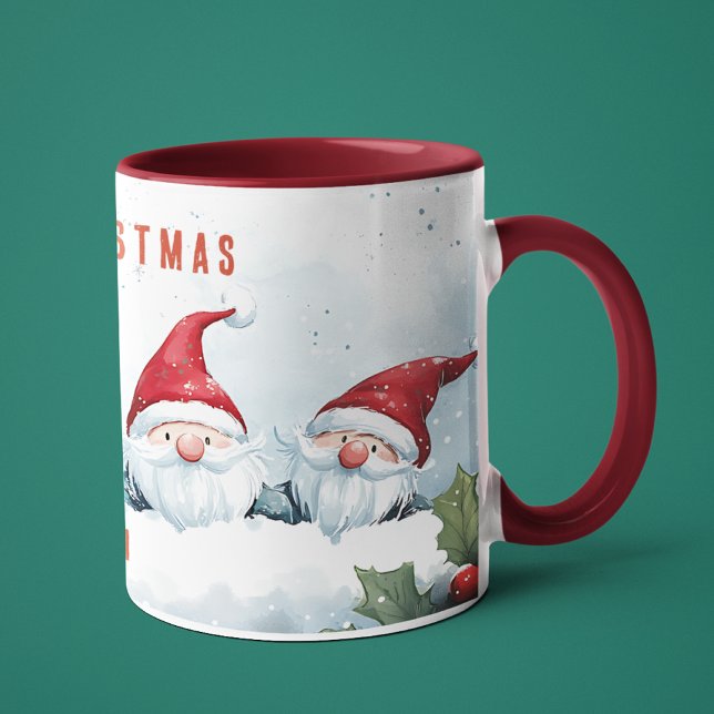 Cute Gnomes Merry Christmas Personalized Name Mug (Creator Uploaded)