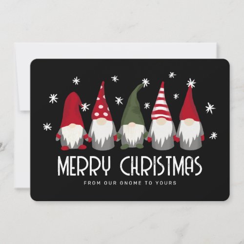 Cute Gnomes Merry Christmas Snowflakes  Holiday Card