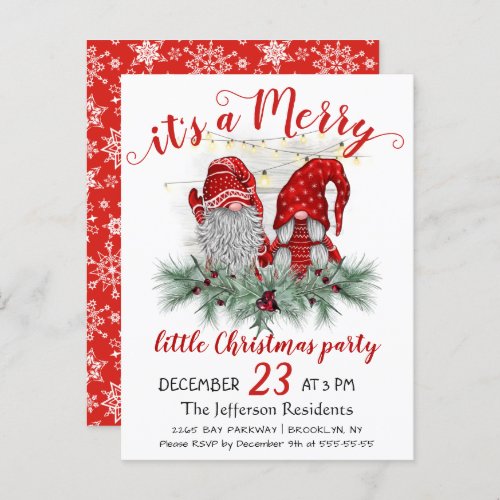 Cute Gnomes Merry Little Christmas Party Card