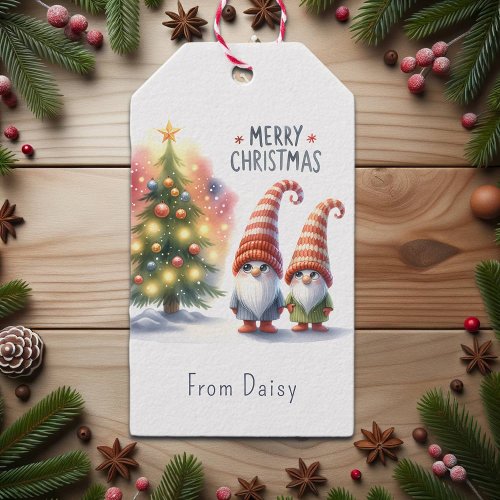 Cute Gnomes Personalized Christmas  Gift Tags