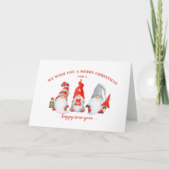 Cute Gnomes Personalized Christmas Holiday Card (Front)