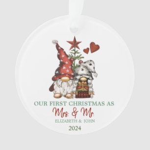 Cute Gnomes Pine Tree Our First Christmas Ornament