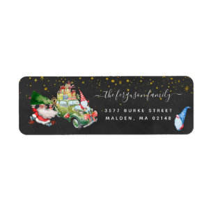 Cute Gnomes & Santa Holiday Address Label