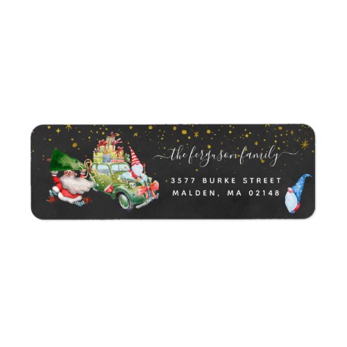 Cute Gnomes  Santa  Holiday Address Label