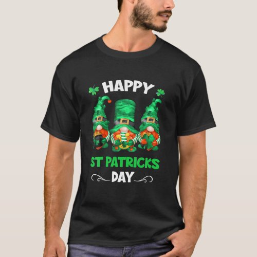 Cute Gnomes Shamrock Happy St Patricks Day Family T_Shirt
