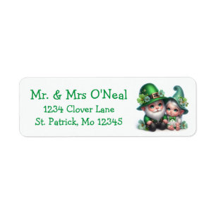 Cute Gnomes St. Patrick's Day Label