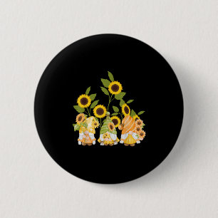 Cute Gnomes Sunflower Garden Womens Summer Button
