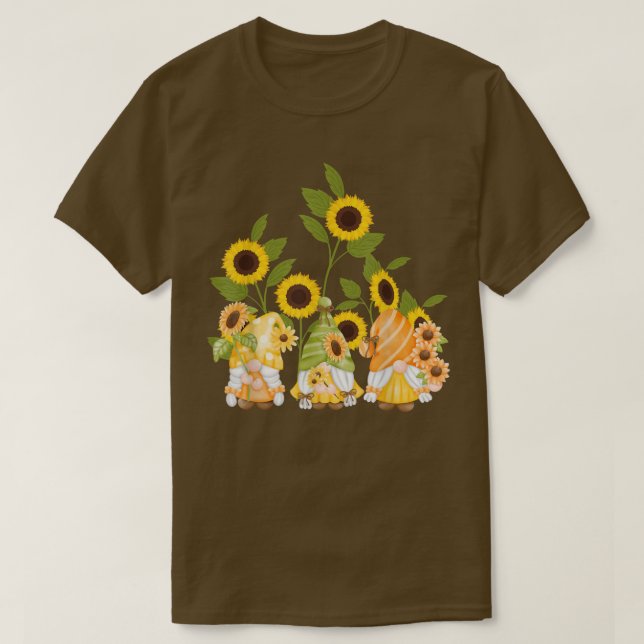 cute gnomes sunflower garden Women's Summer T-Shir T-Shirt (Design Front)