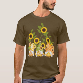 cute gnomes sunflower garden Women's Summer T-Shir T-Shirt