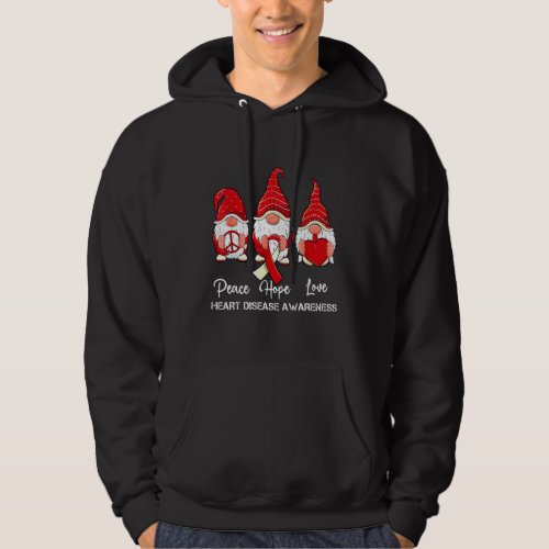 Cute Gnomes Support Ribbon Heart Disease Awareness Hoodie