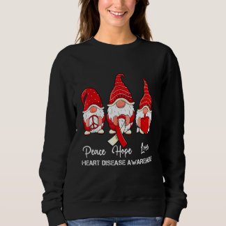 Cute Gnomes Support Ribbon Heart Disease Awareness Sweatshirt