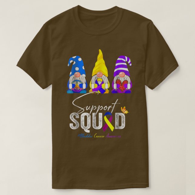 Cute Gnomes Support Squad Bladder Cancer Awareness T-Shirt (Design Front)