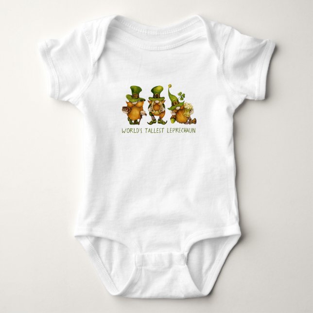 Cute Gnomes Tallest Leprechaun St Patrick's Day Baby Bodysuit (Front)