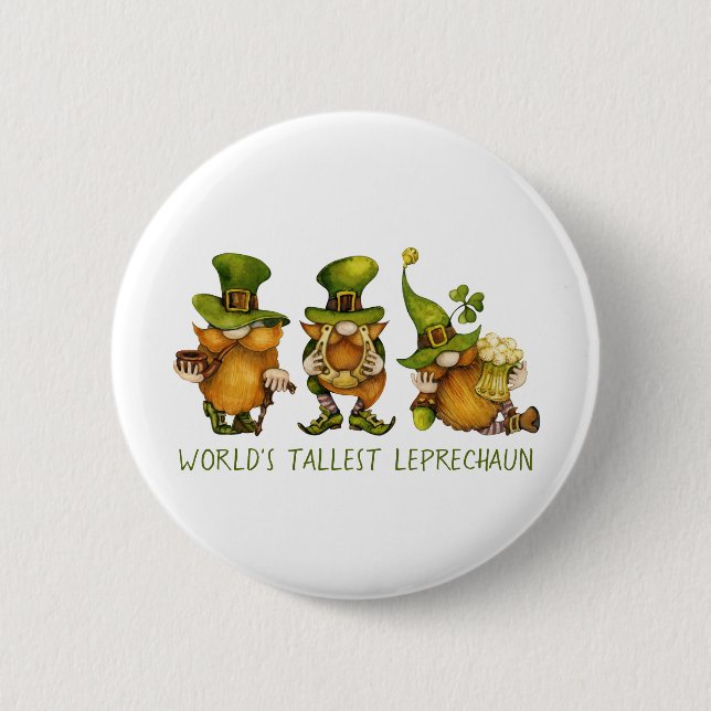 Cute Gnomes Tallest Leprechaun St Patrick's Day Button (Front)