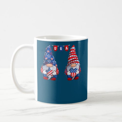 Cute gnomes USA American Flag Patriotic 4th of Coffee Mug