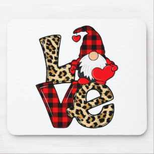 Cute Gnomes Valentines Love Leopard Plaid Couple M Mouse Pad