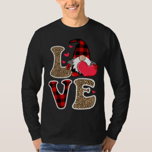 Cute Gnomes Valentines Love Leopard Plaid Couple M T-Shirt
