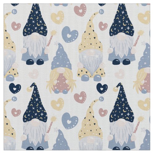 Cute Gnomes White Fabric By The Yard Fat Quarter