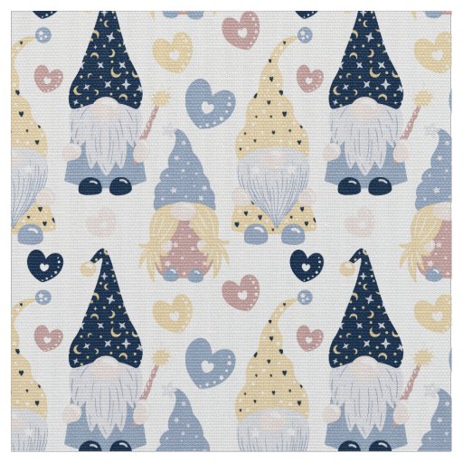 Cute Gnomes White Fabric By The Yard Fat Quarter