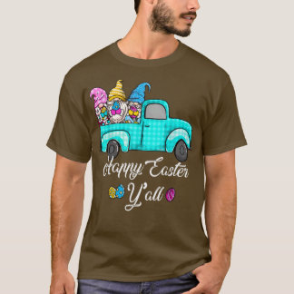 Cute Gnomes With Bunny Ears Egg Hunting Truck East T-Shirt