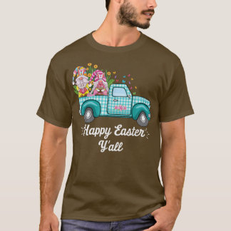 Cute Gnomes With Bunny Ears Egg Hunting Truck East T-Shirt