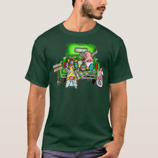 Cute gnomes with Bunny ears Egg Hunting Truck Happ T-Shirt
