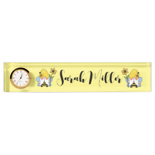 Cute Gnomes with Sunflowers Desk Name Plate