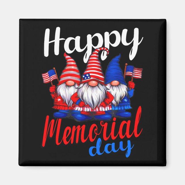 Cute Gnomes With Usa Flag Happy Memorial Day  Magnet (Front)