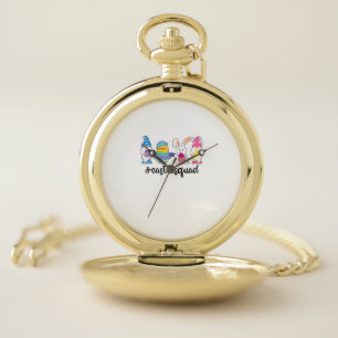 Cute Gnomies Bunnies Squad Easter Day Funny Rabbit Pocket Watch
