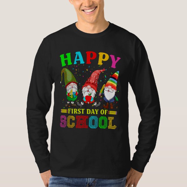 Cute Gnomies Happy First Day Of School Back To Sch T-Shirt (Front)