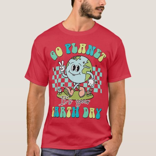 Cute Go Planet Its Your Earth Day Peace Groovy Kid T_Shirt