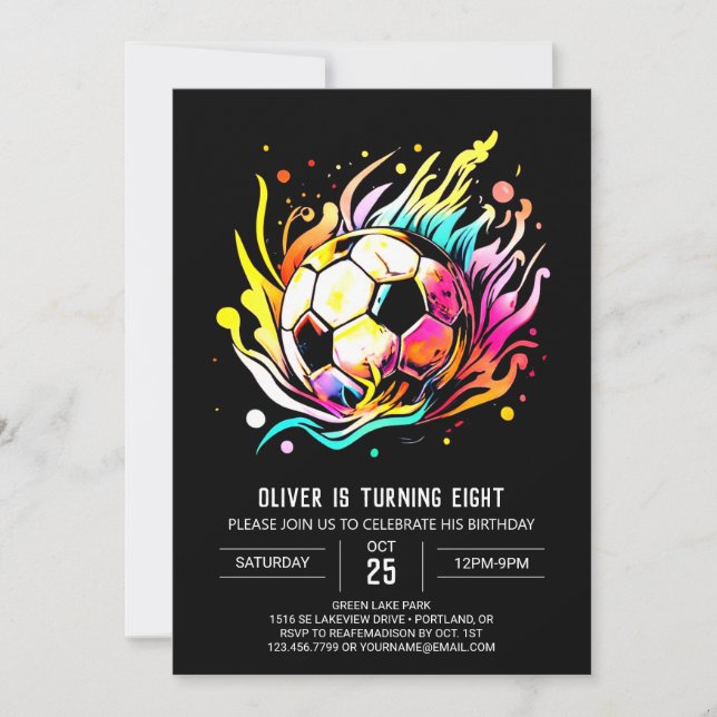 Cute Goal Editable Soccer Birthday Invitation (Front)