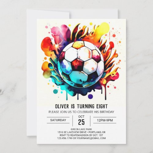 Cute Goal Online Soccer Birthday Invitation