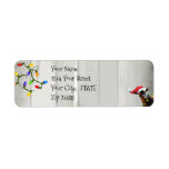 Cute  Goat and Christmas Lights Label