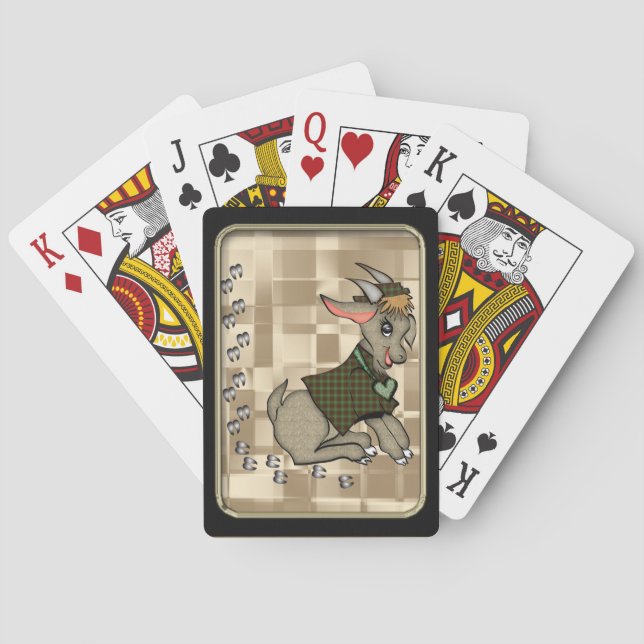 Cute Goat Black Frame Playing Cards (Back)
