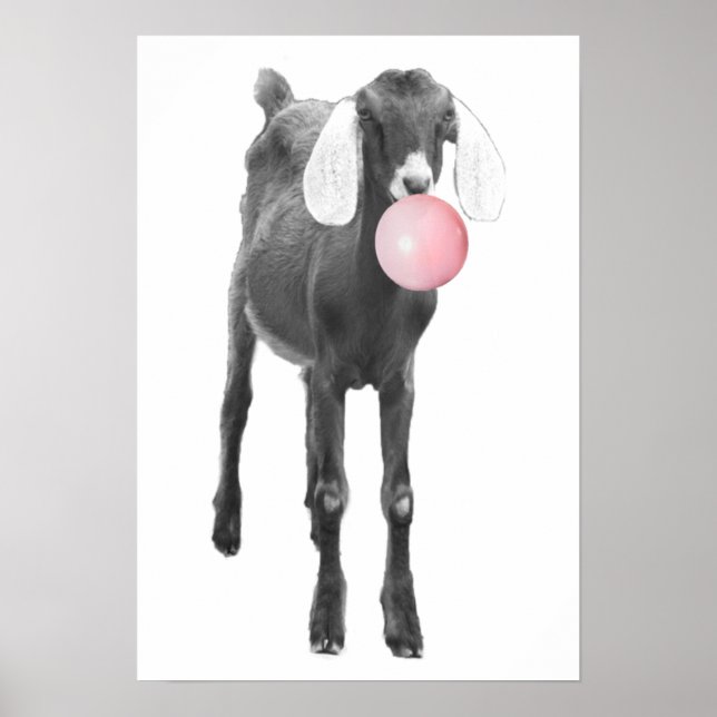 Cute Goat Black White  Bubble Gum Nursery Child Poster (Front)