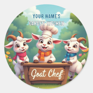 Cute Goat Chef Cartoon Kitchen Classic Round Sticker