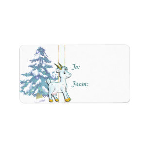 Cute Goat Christmas Gift Tag Sticker