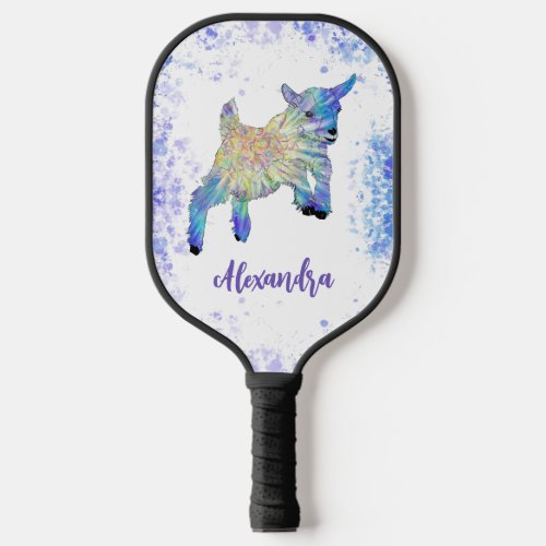Cute Goat Colorful Personalized Pickleball Paddle
