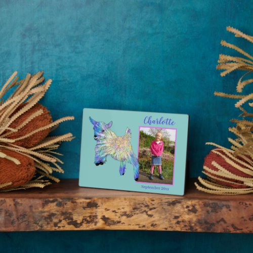 Cute Goat Colorful Photo Personalize Plaque