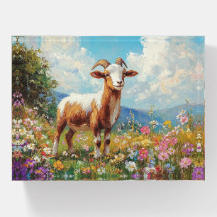 Cute Goat Colorful Wildflower Meadow Paperweight